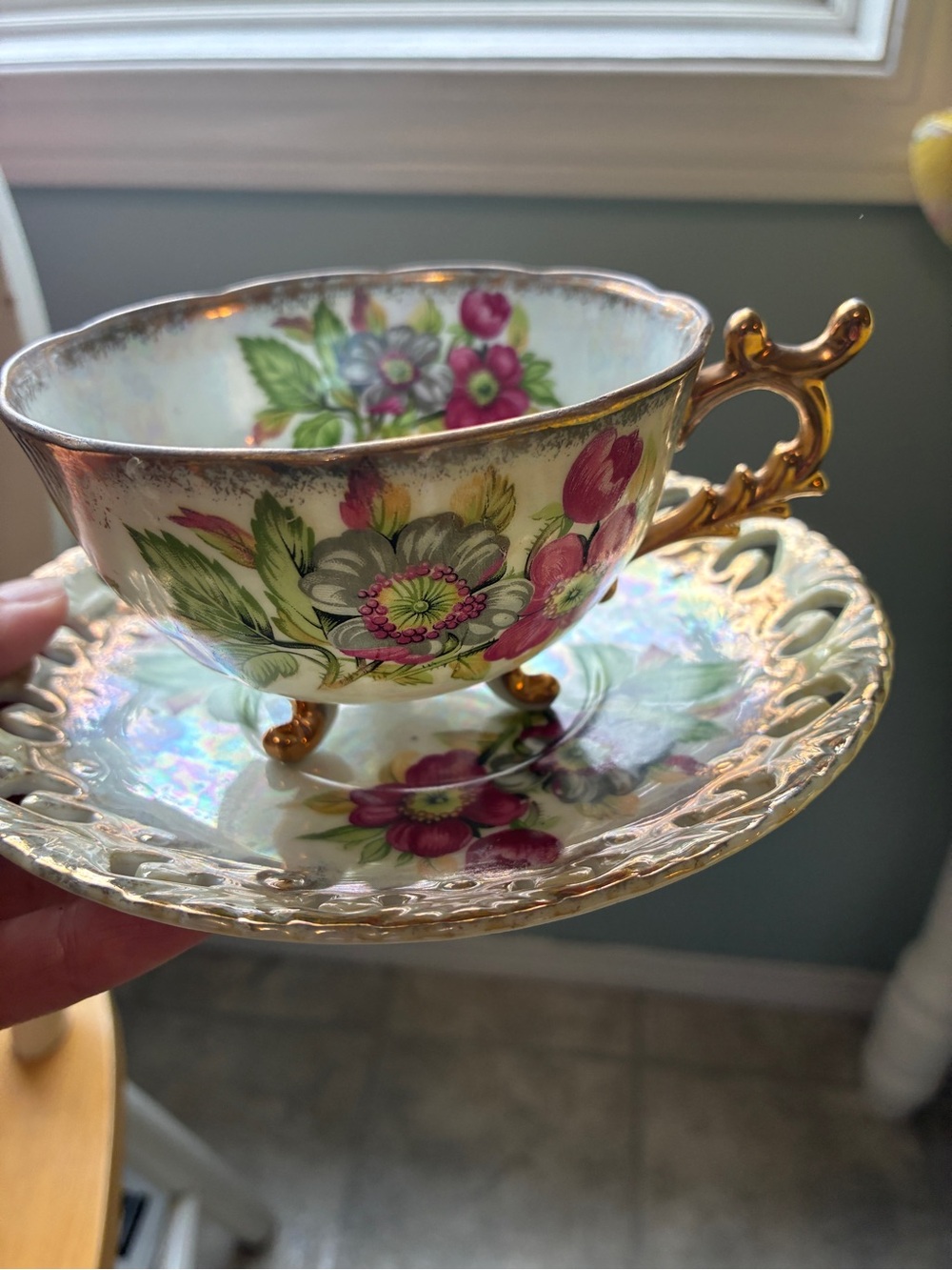 Vintage Shafford Hand-Decorated Japan Teacup & Saucer